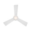 Wac 3-Blade Smart Flush Mount Ceiling Fan 44" Matte White w/3000K LED Light Kit and Remote Control F-036